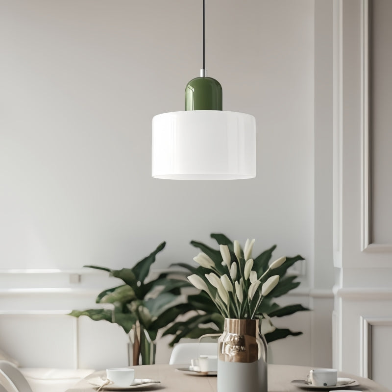 Morandi Cylinder Glass Pendant Light – Minimalist Disc Glass Lamp
