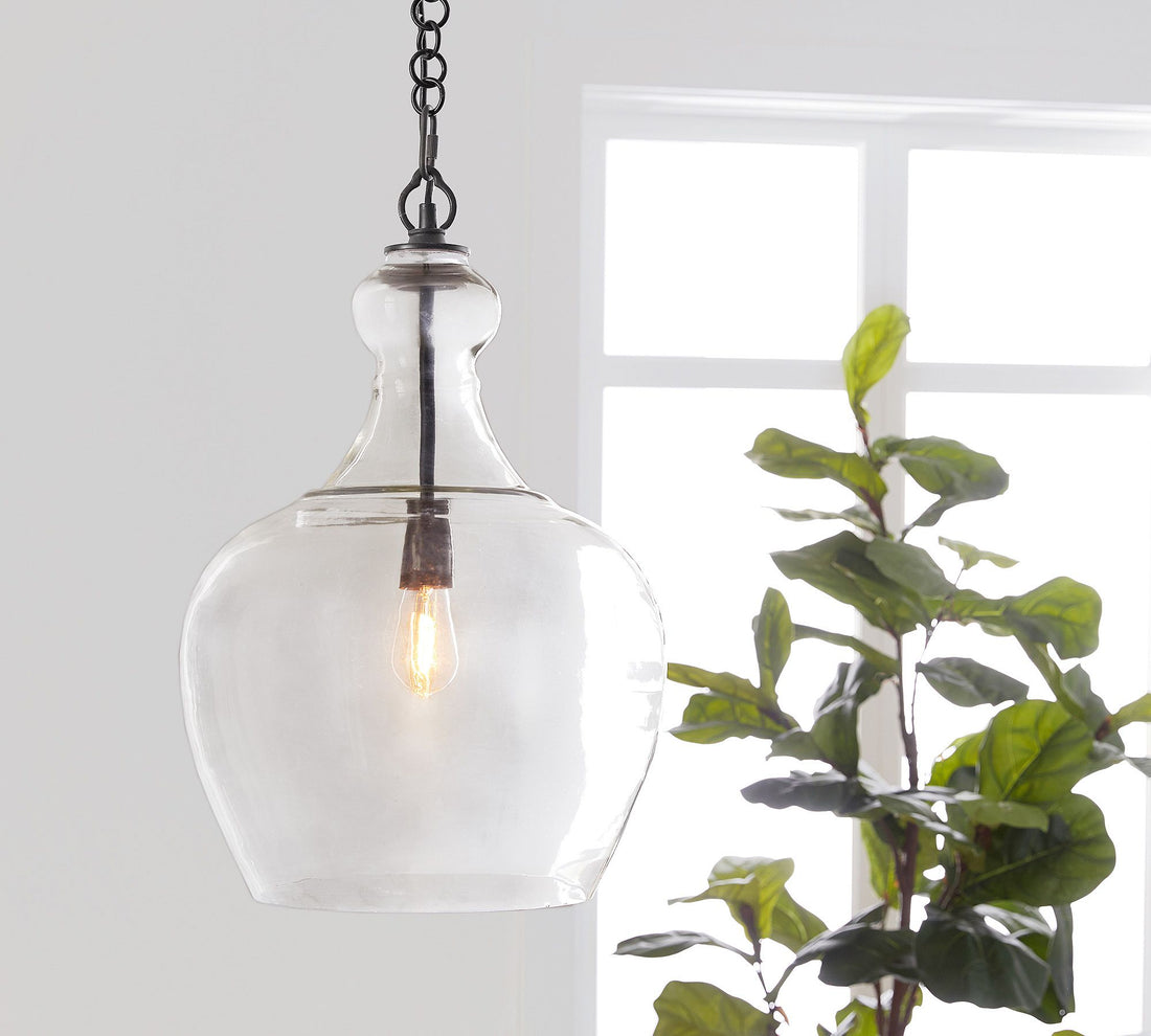 Suspension en verre Lawson – Verre recyclé et laiteux avec accents bronze