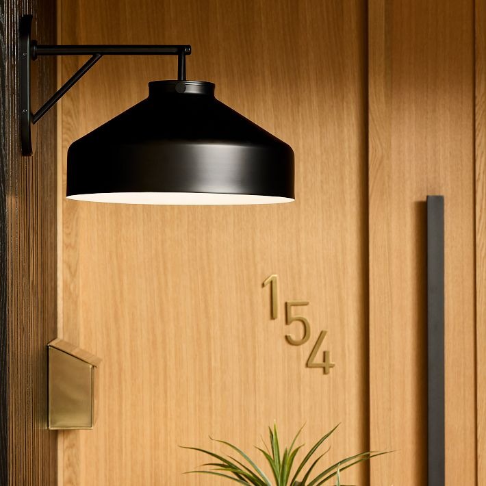 Applique murale d'extérieur minimaliste Hanton – Applique industrielle en métal mat pour espaces modernes