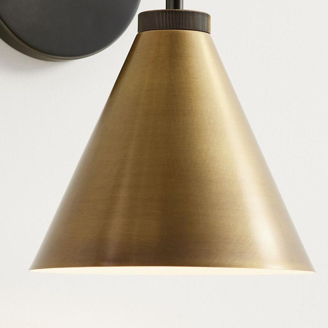 Retro Inspired Metal Cone Wall Light in Matte Black