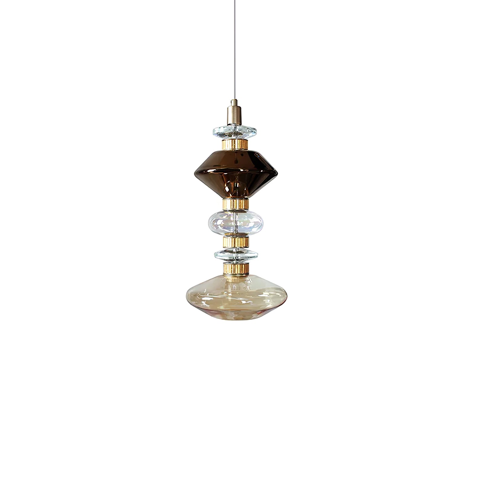 Sleek Hanging Light - Iron Metal Glass Gold Clear Hardwired Atmosphere