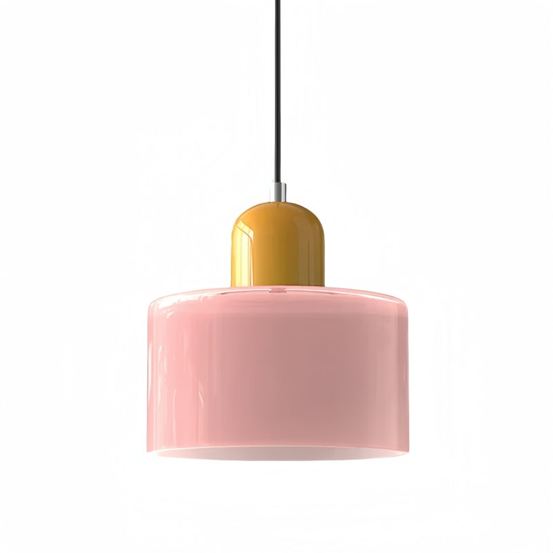Morandi Cylinder Glass Pendant Light – Minimalist Disc Glass Lamp