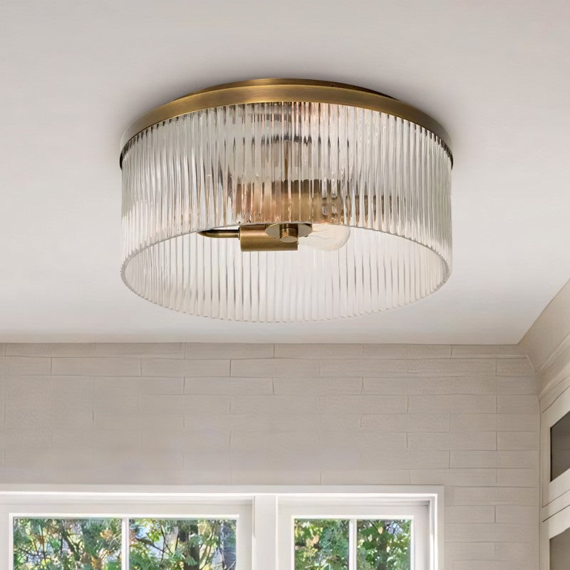 Plafonnier Verre Vintage de Ferme – Luminaire Couloir Plafond Laiton