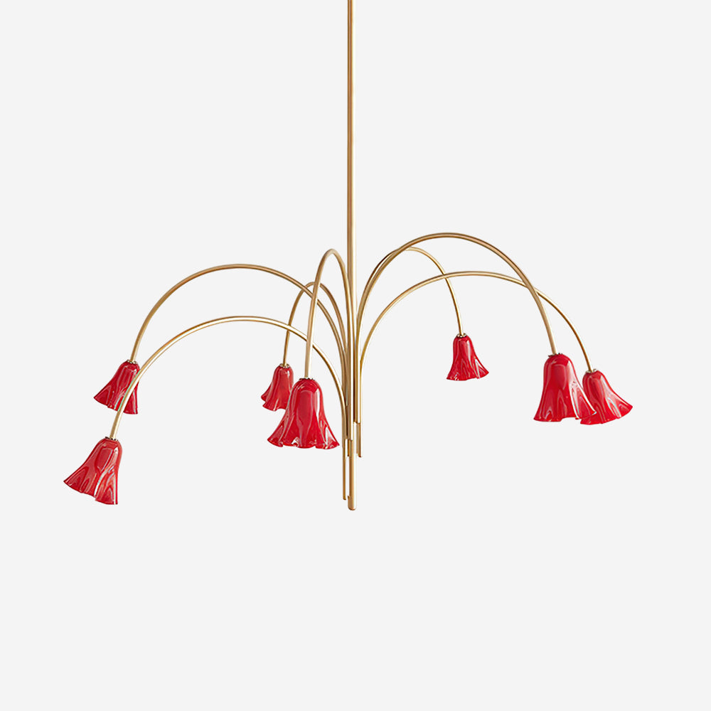 Bellina Modern Romantic Chandelier - Botanical Lily Design with Glass Flowers