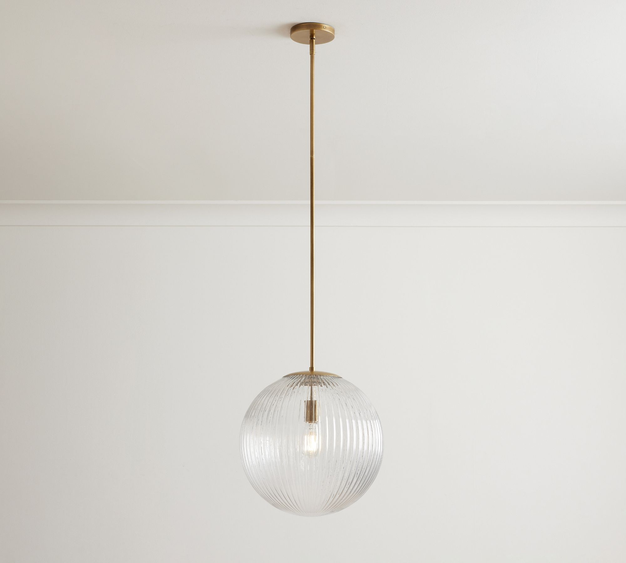 Bravira Ribbed Glass Pendant Light - Elegant Kitchen Island Lamp