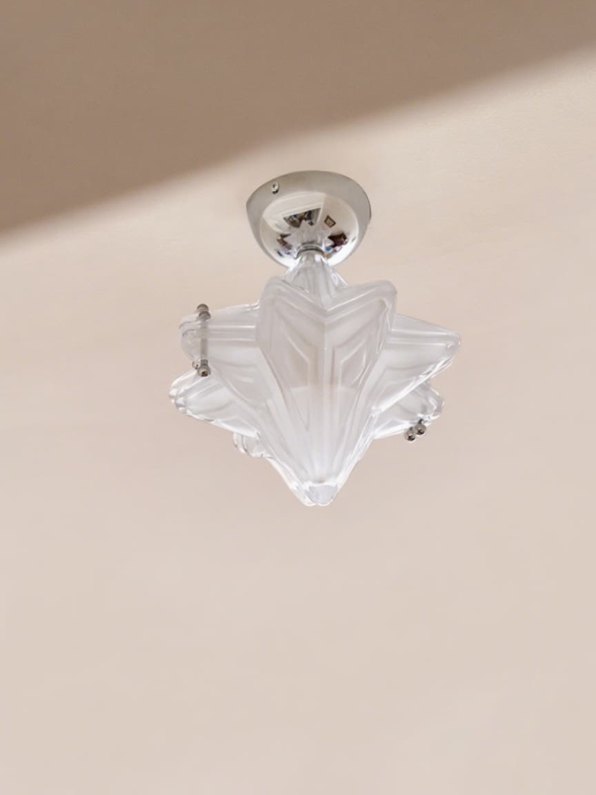 Art Deco Star Ceiling Lamp -Frosted Glass Fixture for Hallway & Entryway -Astris Ceres