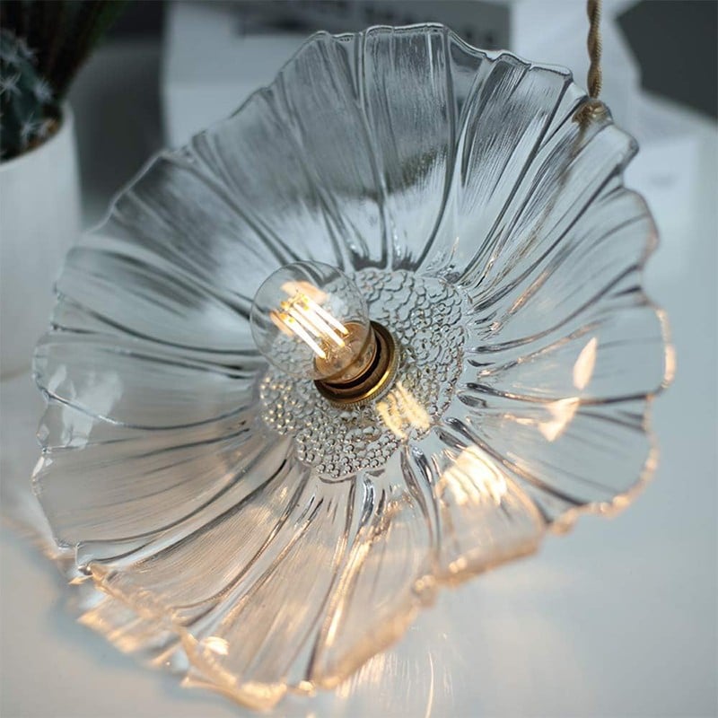 Retro Lotus Glass Pendant Light For bedroom