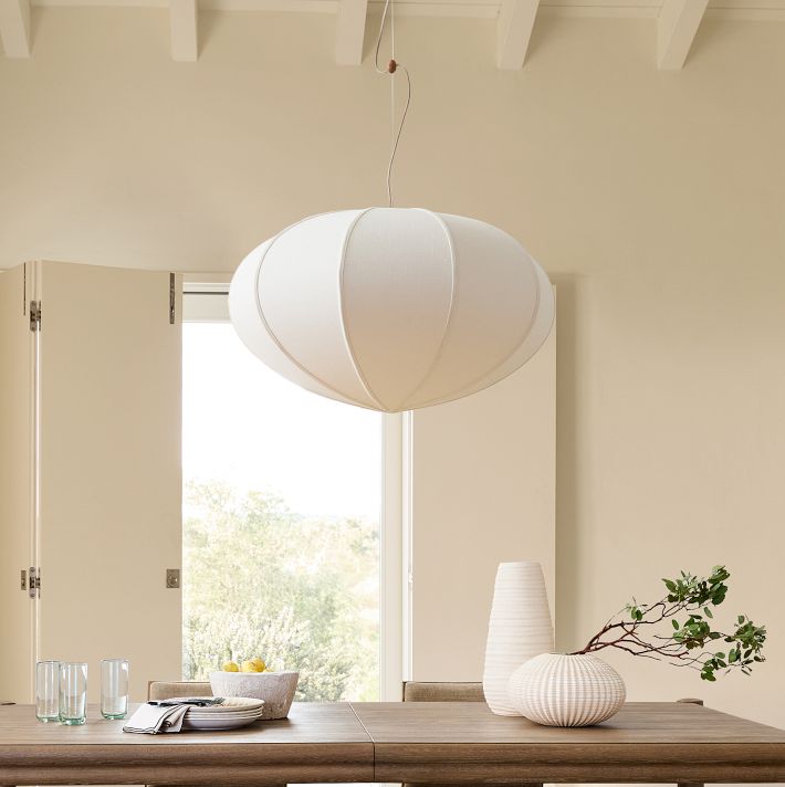 Alvian Linen Pendant Light - Adjustable Ball Dining Table Lighting