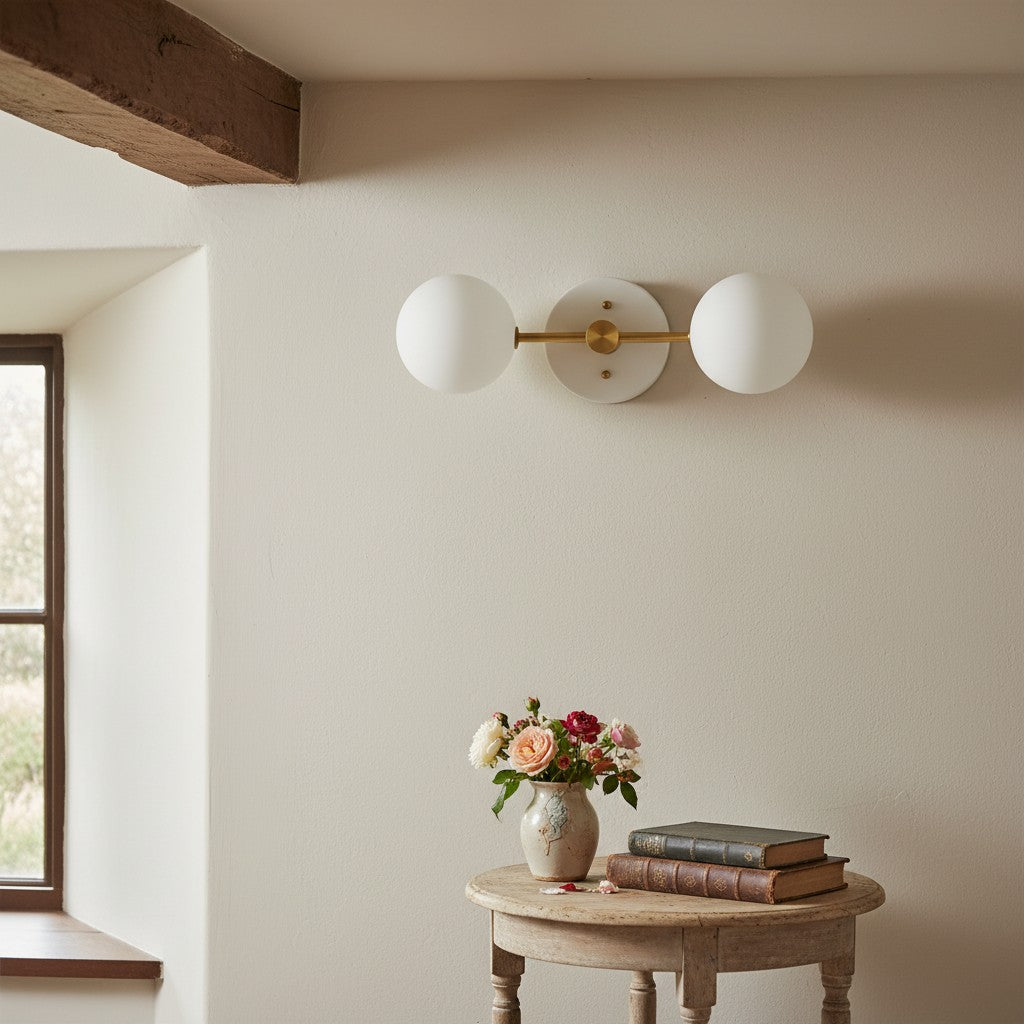 Glorica Glass Vanity Light - Modern Brass Wall Sconce for Bathroom Style