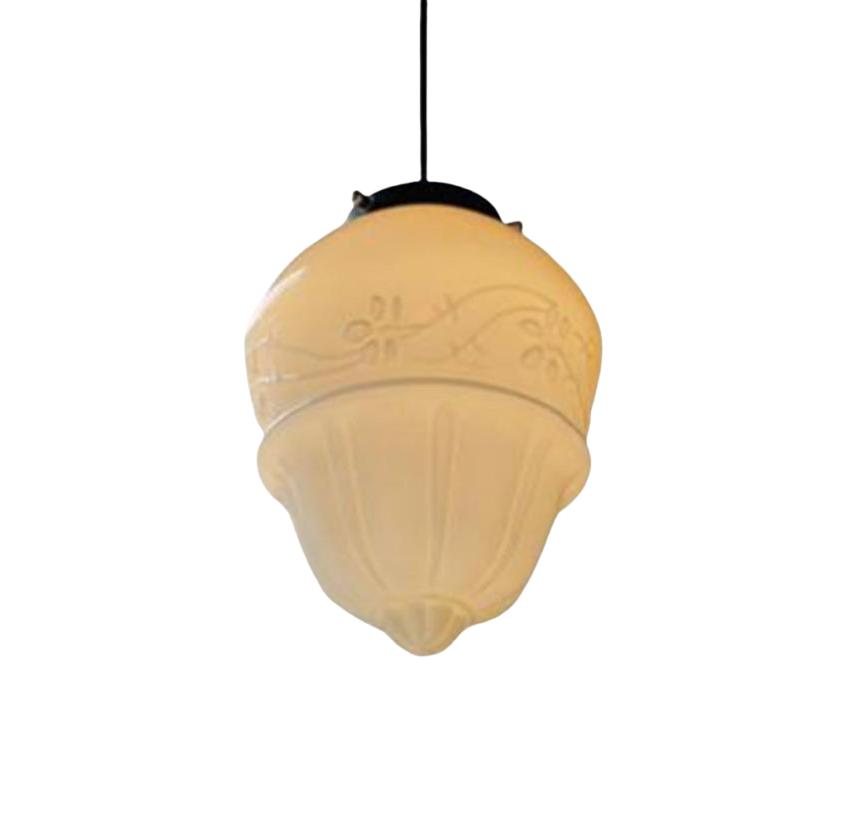 White Milk Glass Pendant Light - Vintage Elegance