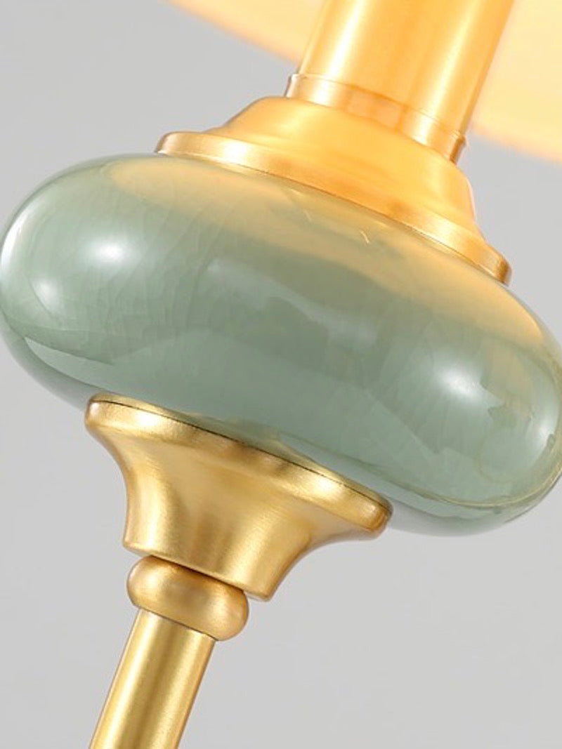 Classic Fabric Shade Sconce-Ceramic Wall Light for Hallway or Bedroom