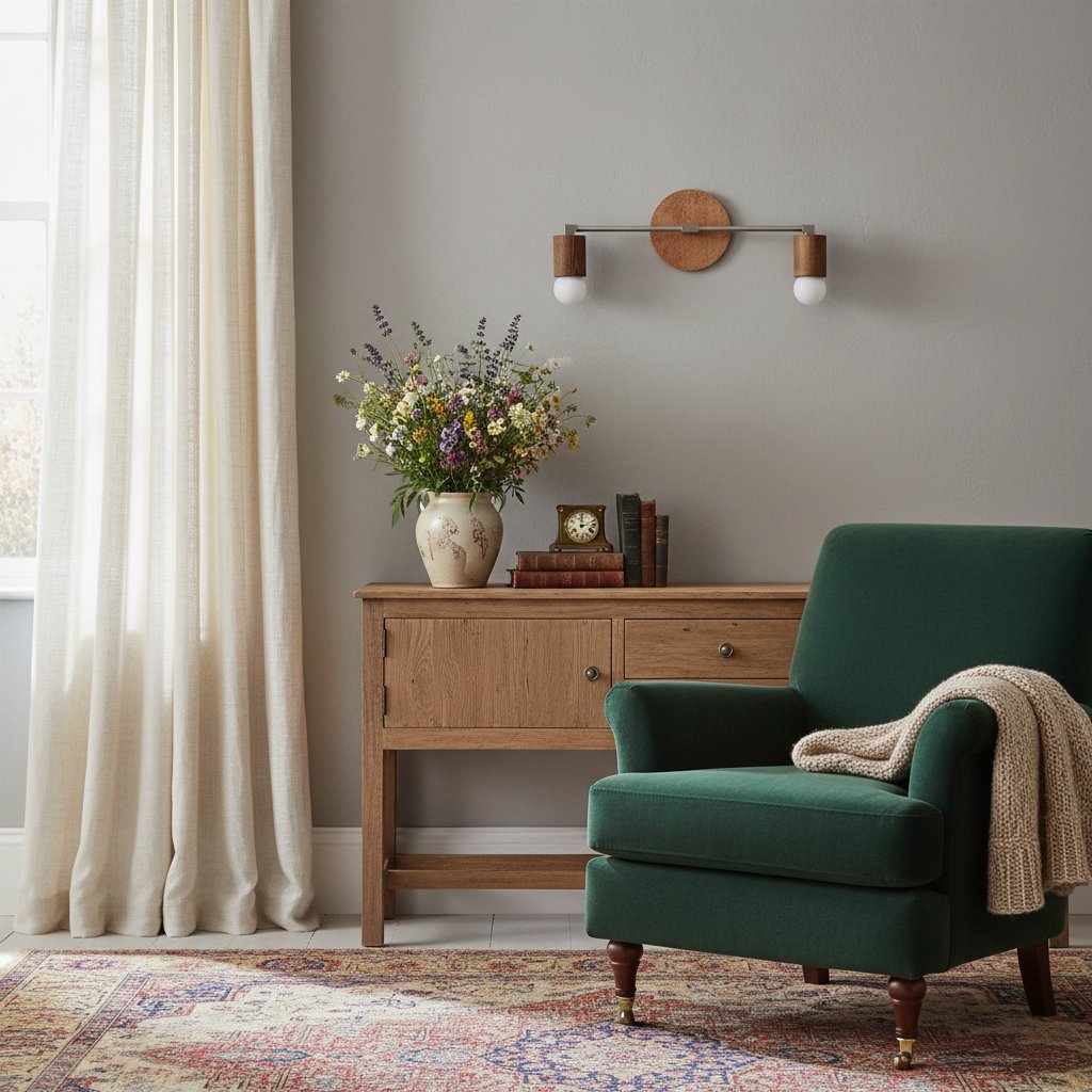 Mobilux Line Wood and Vanity Light - Bohemian Bathroom Lighting Fixture