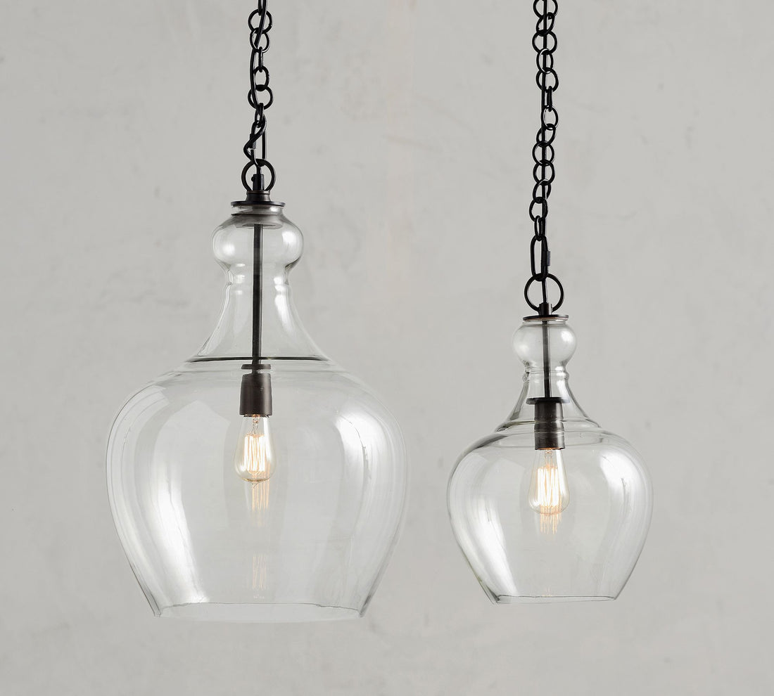 Suspension en verre Lawson – Verre recyclé et laiteux avec accents bronze