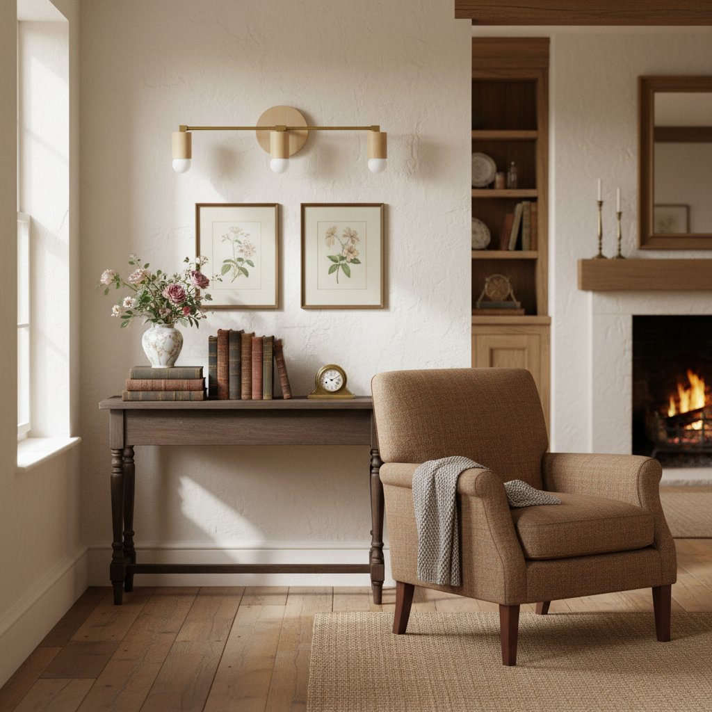 Mobilux Line Wood and Vanity Light - Bohemian Bathroom Lighting Fixture