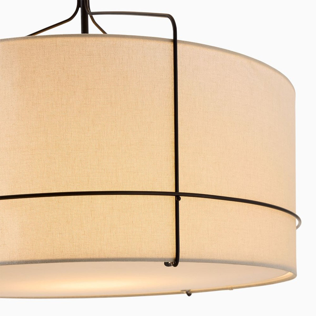 Horelia Linen Drum Pendant Light - Industrial Metal Light for Bedroom