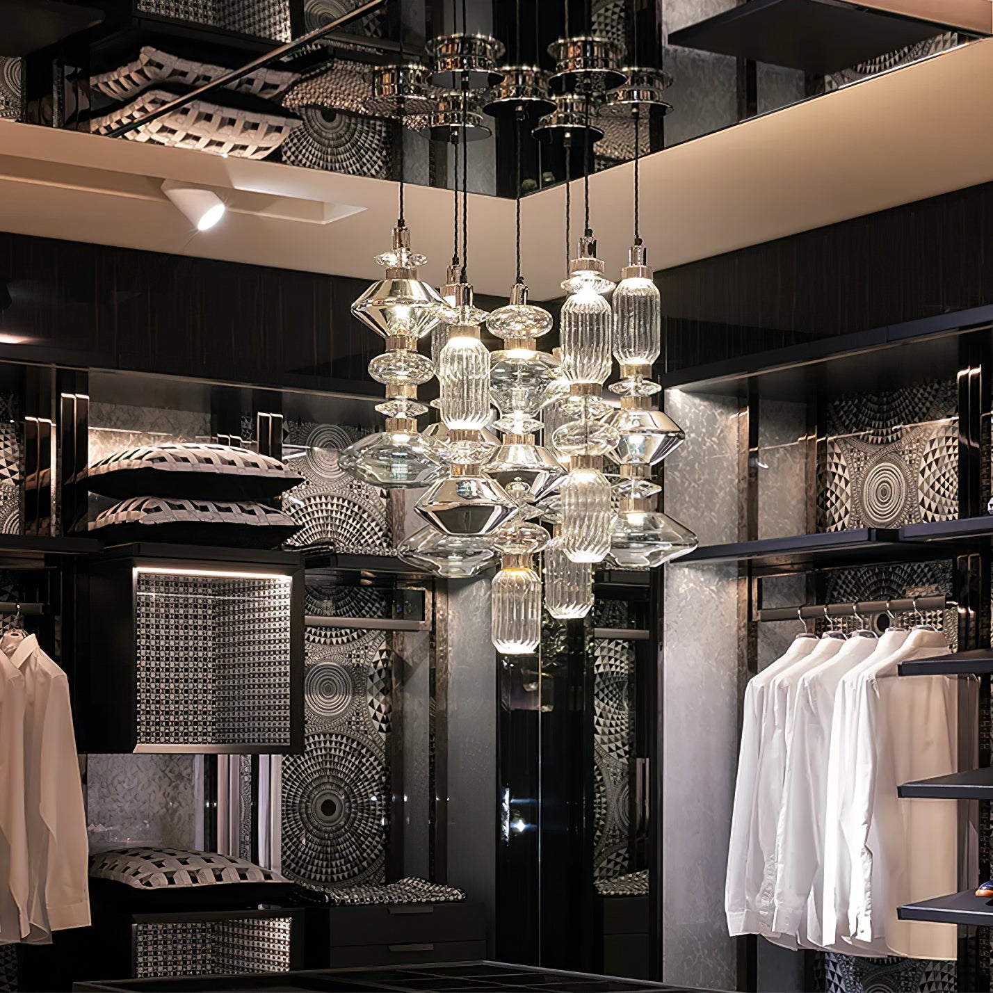 Sleek Hanging Light - Iron Metal Glass Gold Clear Hardwired Atmosphere