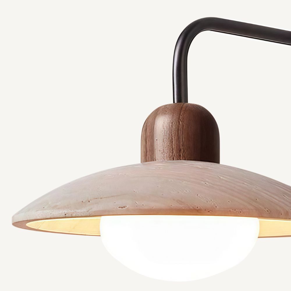 Natural Travertine Wall Sconce - Brushed Brass Metal Base for Bedsides