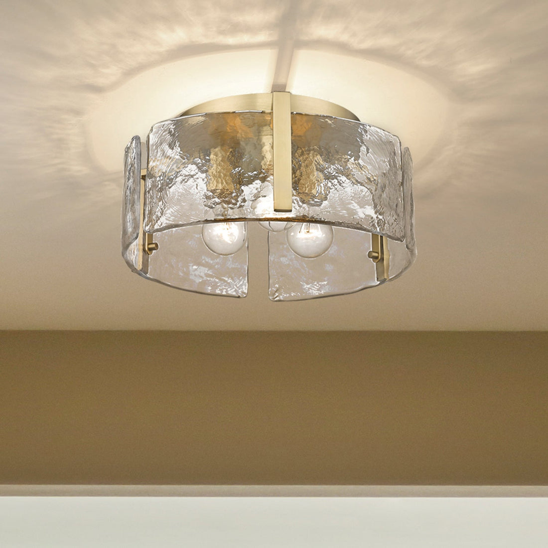 Plafonnier Verre Vintage de Ferme – Luminaire Couloir Plafond Laiton