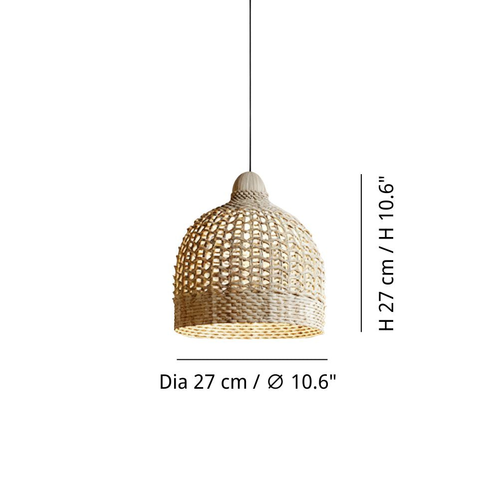 Japanese Bamboo Basket Pendant Light - Woven Rattan Dome for Bedroom