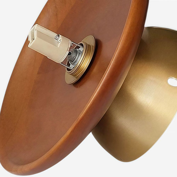 Vintage Disc Wood Ceiling Light - Retro Globe Bean Design for Bedroom