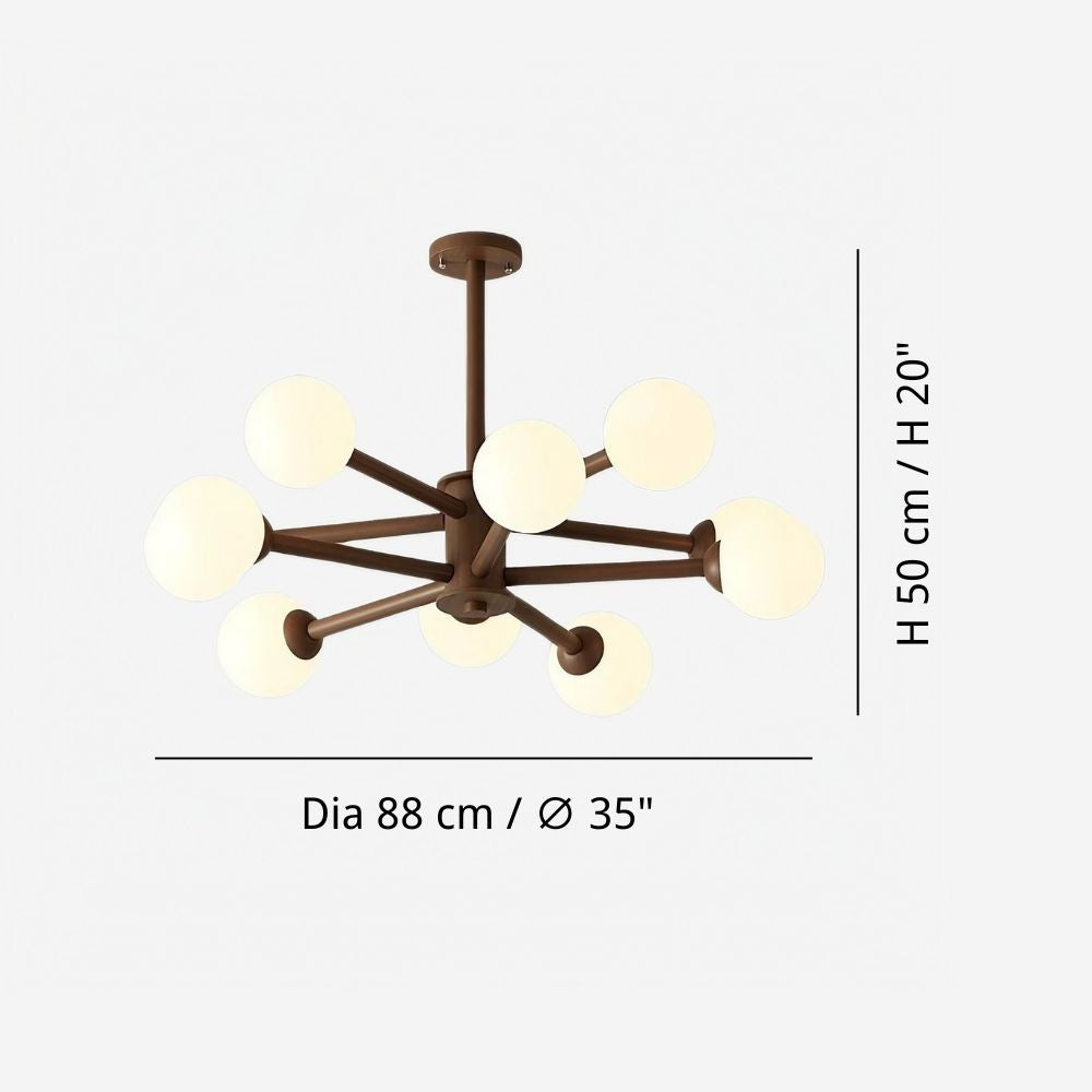 Flush Mount Sputnik Light - Natural Wood Ceiling Light for Stylish Interiors