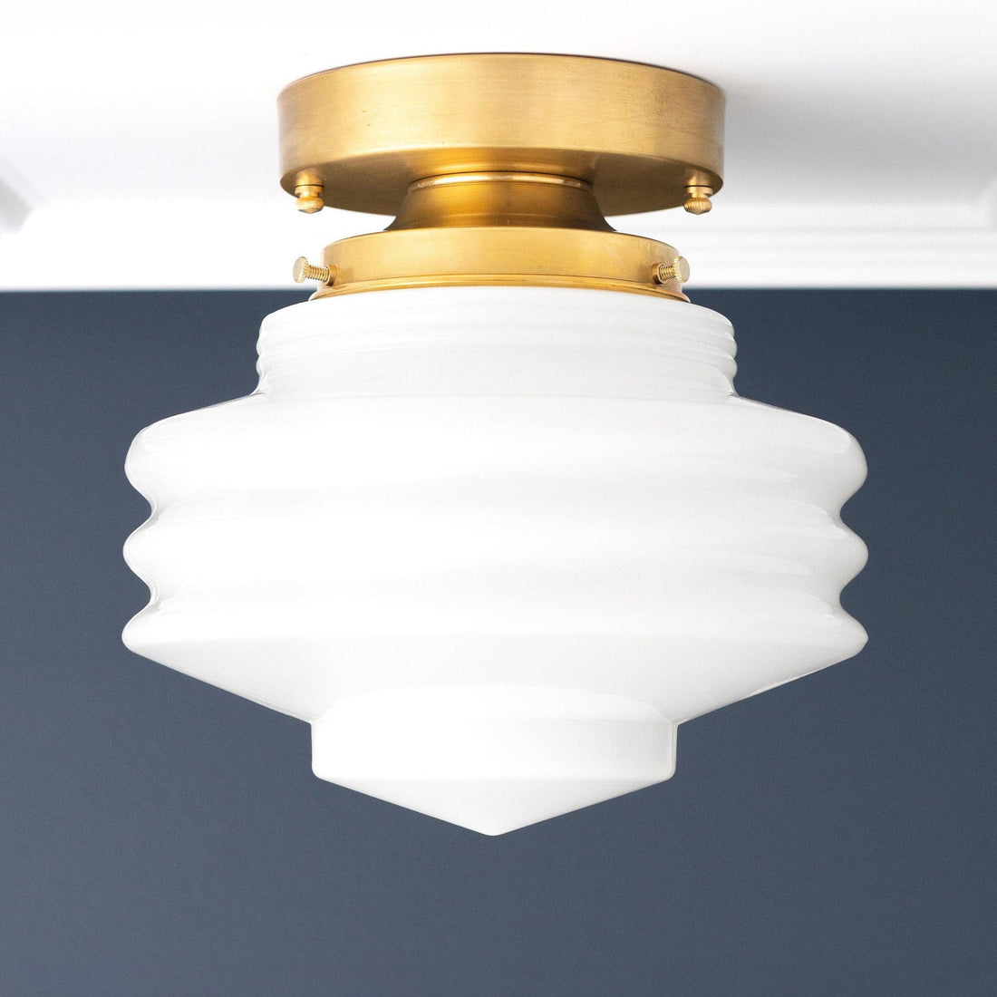 Geotower Glass Art Deco Ceiling Light - Glass Globe - Elegant Home Fixture