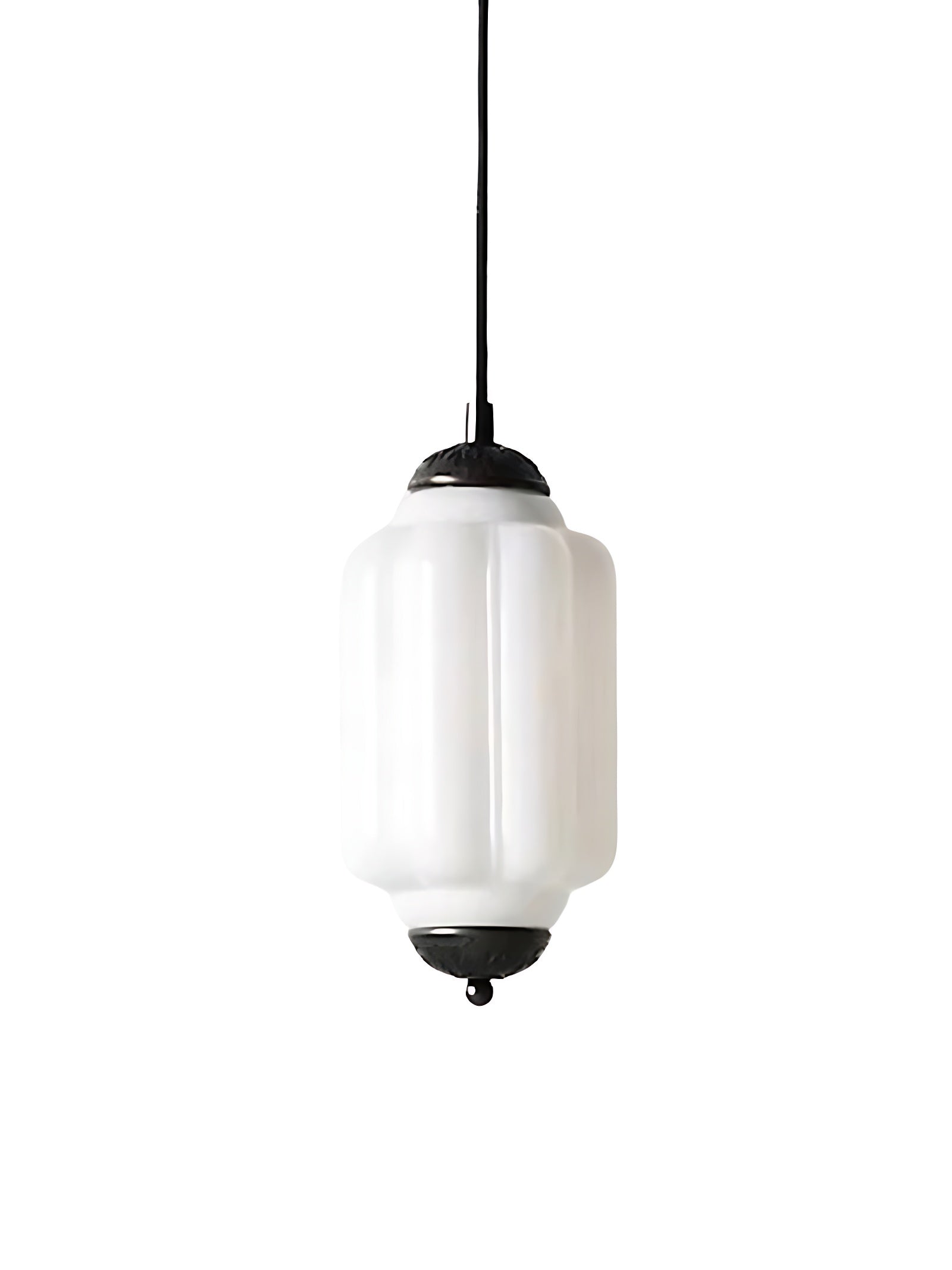 Antique Style Glass Pendant Light Fixture with Brass Details