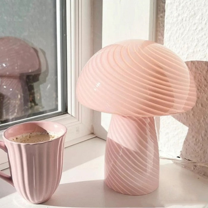 Lampe de table Mushroom – Lampe design en verre rayé pour espaces cosy