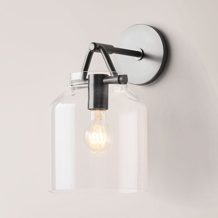 Applique murale minimaliste moderne en laiton et verre Hanton – Résistante à l'humidité pour salle de bain
