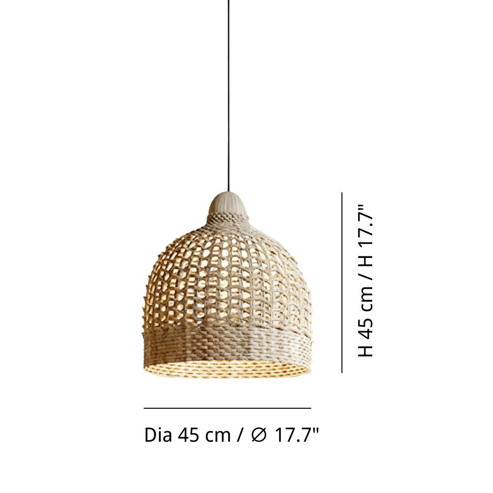 Japanese Bamboo Basket Pendant Light - Woven Rattan Dome for Bedroom