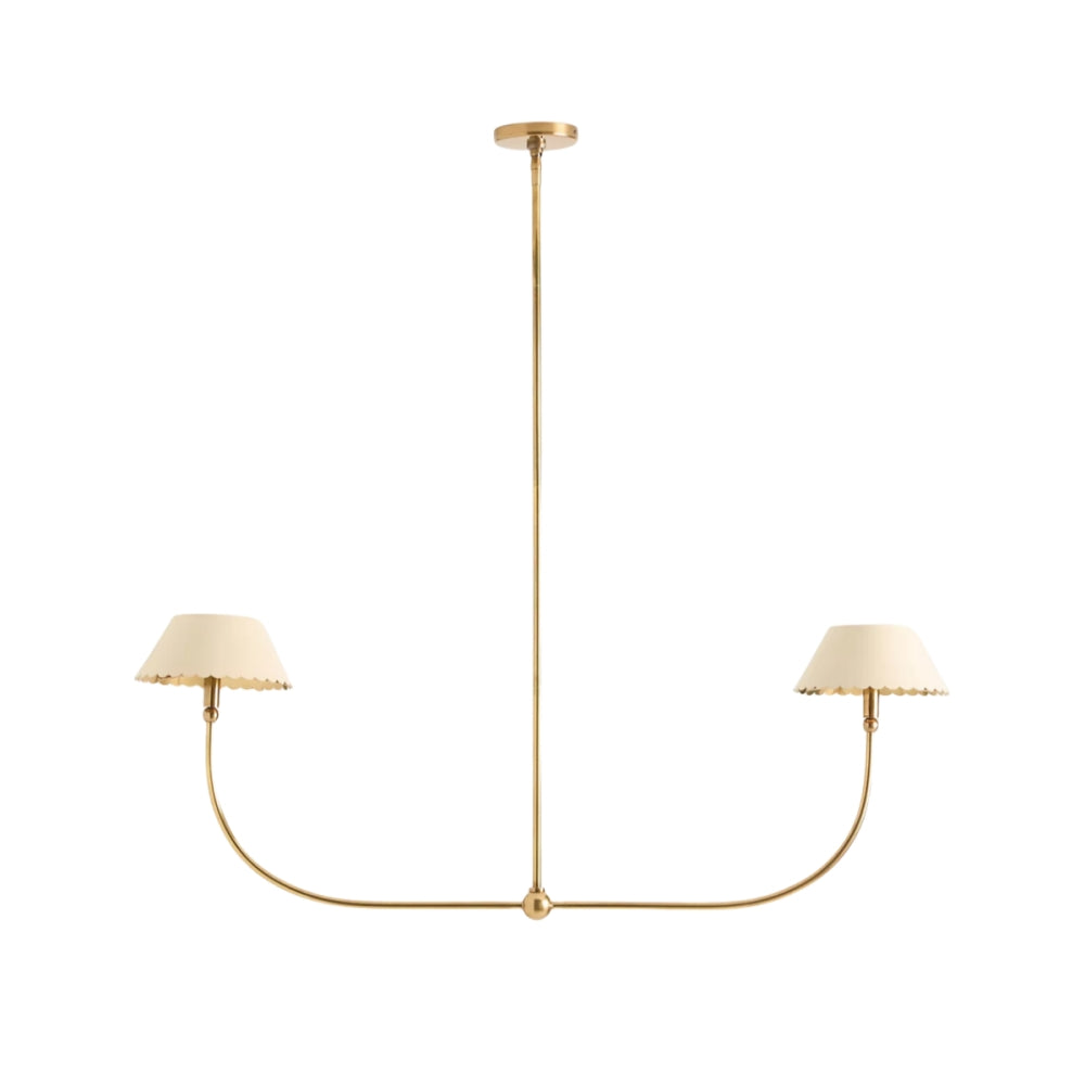 Foldray Scalloped Chandelier - Leather Linear Lamp for Dining Room