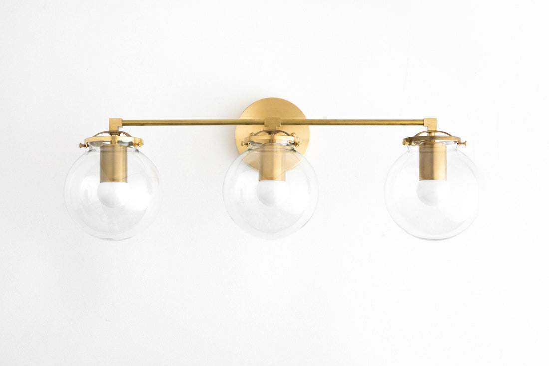 Glorica Glass 3 Shade Globe Vanity Light - Soft Bathroom Light Fixture