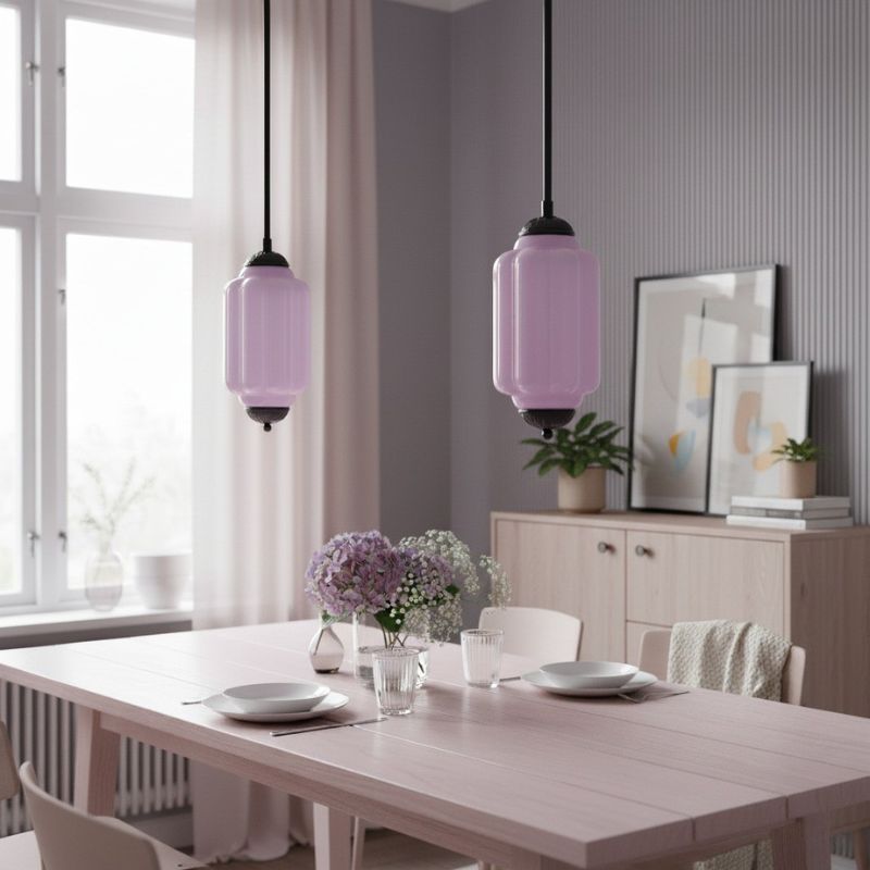 Suspension Eloise en verre laiteux – Lampe vintage fine pour salon