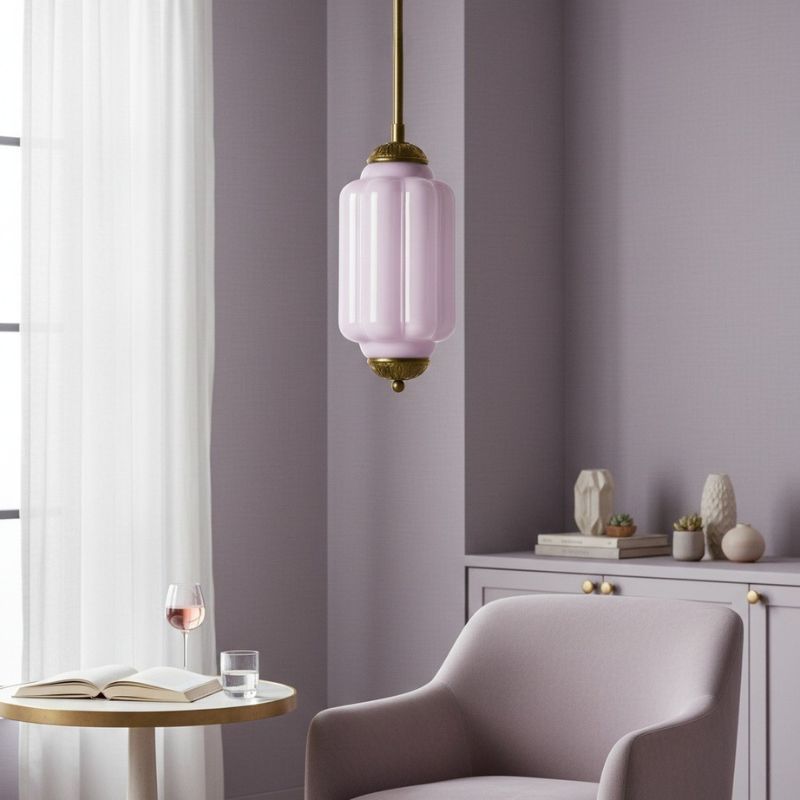 Suspension Eloise en verre laiteux – Lampe vintage fine pour salon