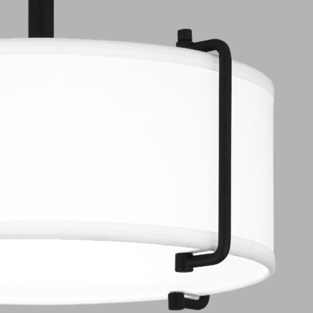 Drum Shade Semi Flush Mount - Textured Fabric Ceiling Lamp