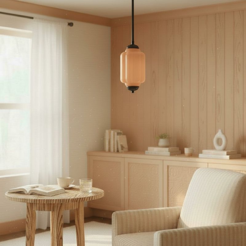 Suspension Eloise en verre laiteux – Lampe vintage fine pour salon