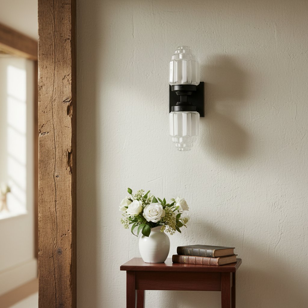 Tierlux Glass Art Deco Wall Sconce - Glass Frosted Globes with Skyscraper Globe
