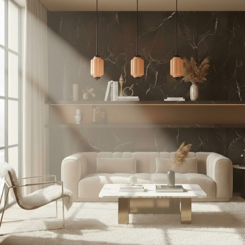 Suspension Eloise en verre laiteux – Lampe vintage fine pour salon