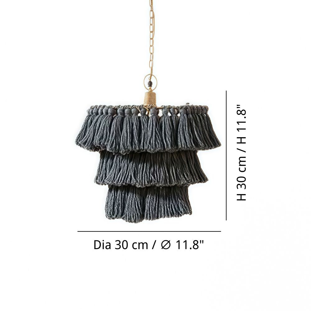 Boho Tiered Fringe Chandelier - Pink Tassel Chandelier for Living Room
