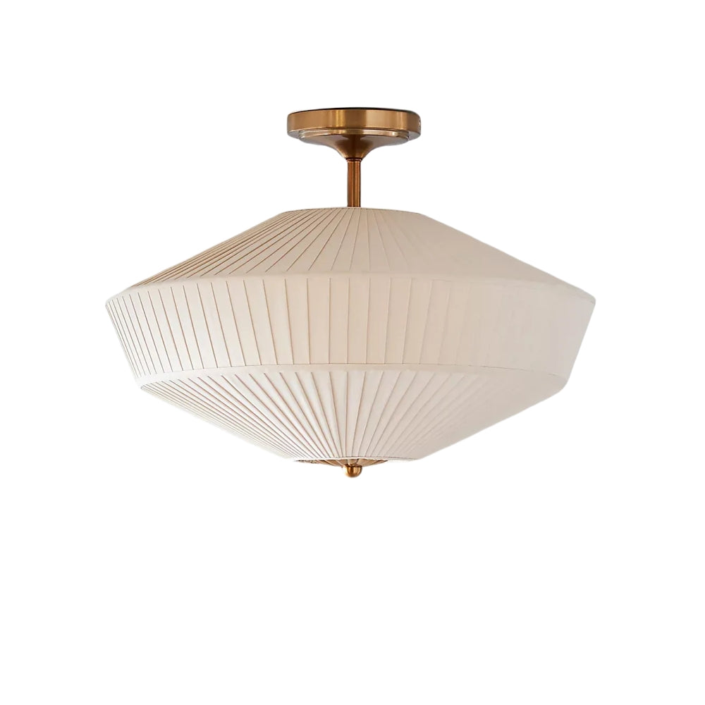 Elumina Modern Fabric Ceiling Lamp - Brass Flush Mount for Dining Room