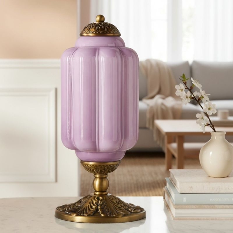 Lampe de table vintage Eloise en verre laiteux – Lampe de bureau LED en métal pour chambre