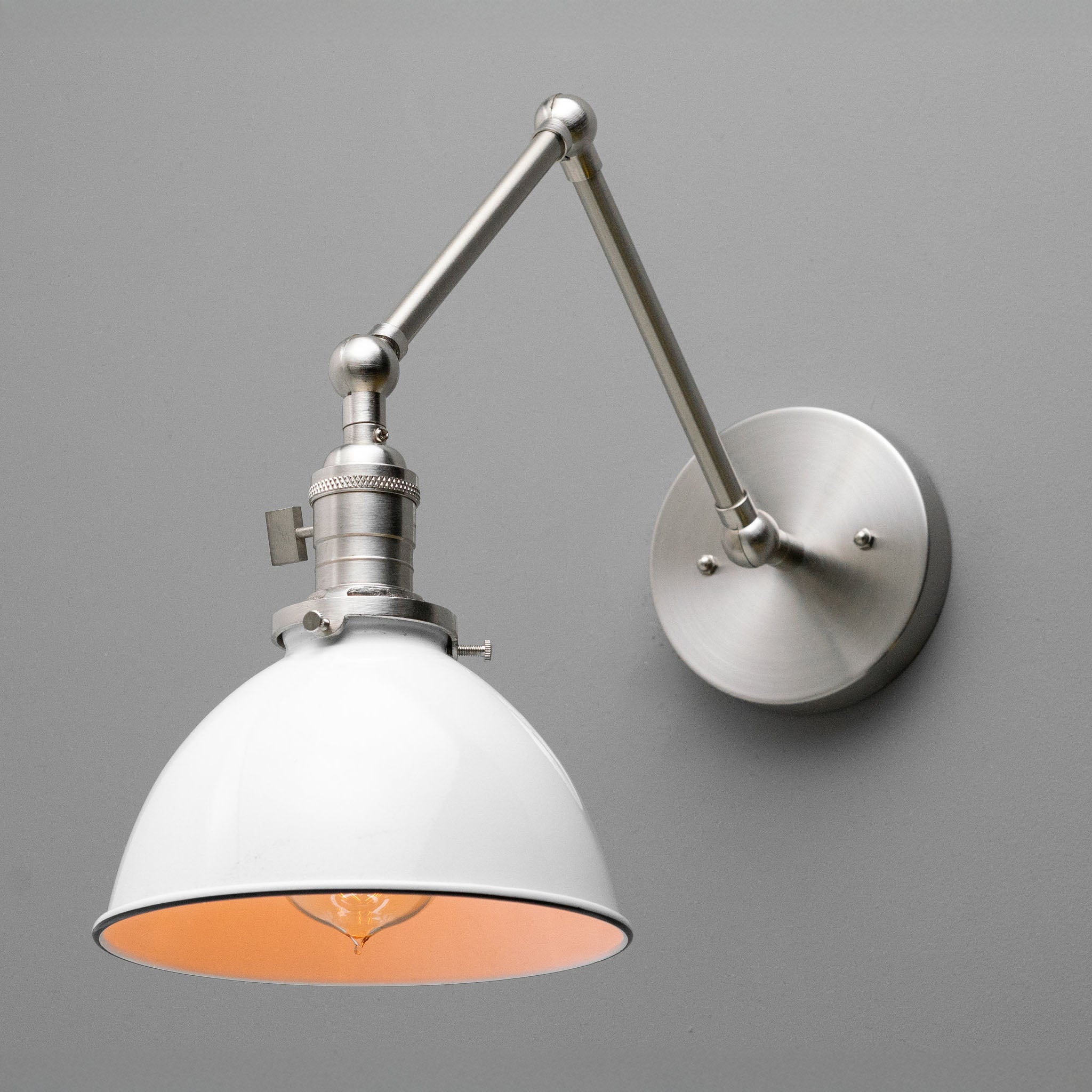 Conique Metal Vintage Industrial Swing Arm Wall Lamp - Adjustable Dome Shade for Study