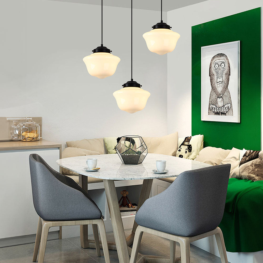 White Milk Glass Pendant Light - Vintage Elegance