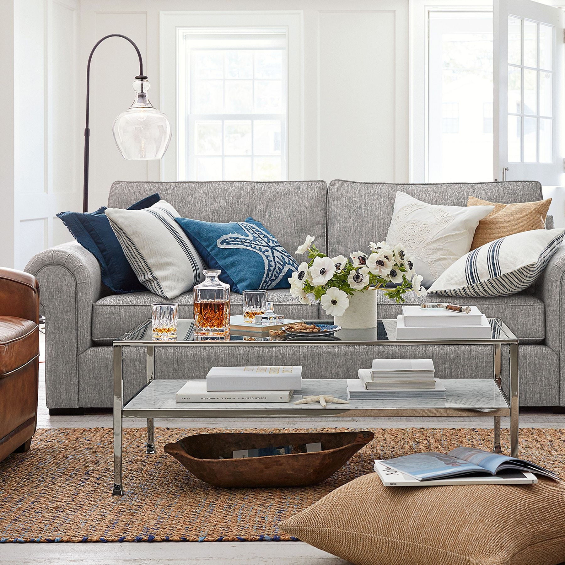 Lawson Recycled Glass Floor Lamp - Unique Brass Finish Aluminum Lighting