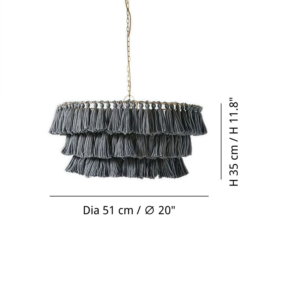 Boho Tiered Fringe Chandelier - Pink Tassel Chandelier for Living Room