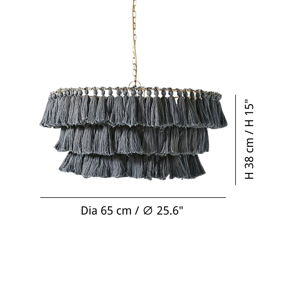 Boho Tiered Fringe Chandelier - Pink Tassel Chandelier for Living Room