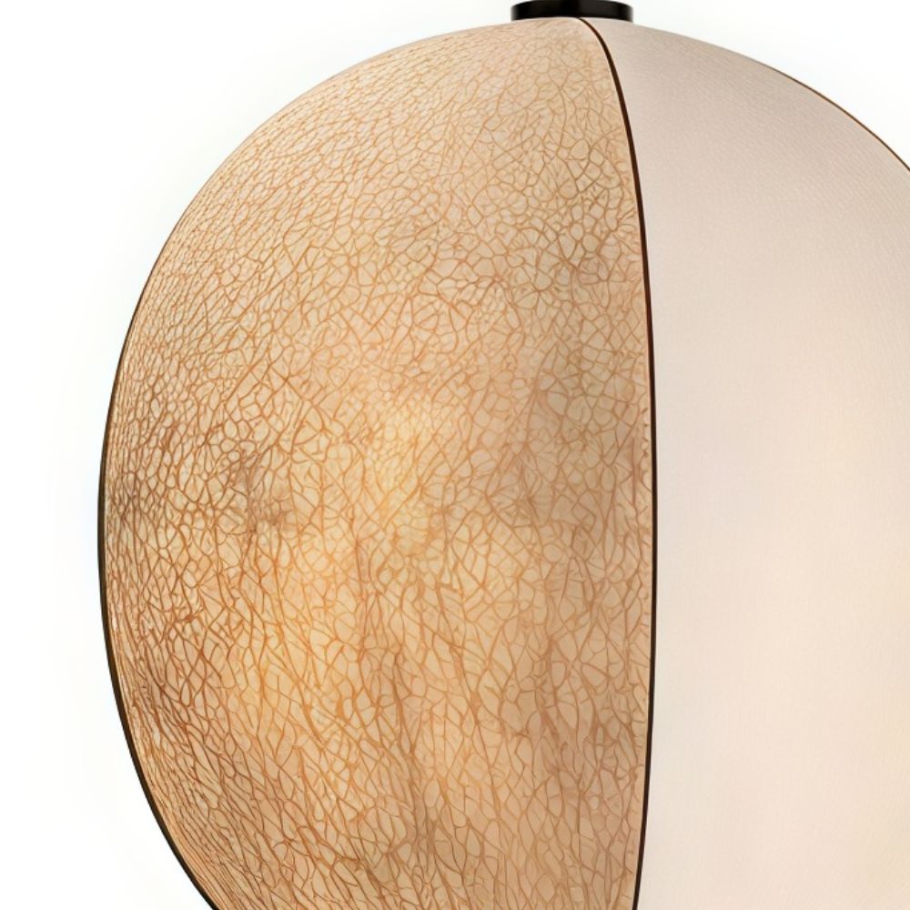 Suspension en soie beige – Lampe lanterne zen en tissu pour salon