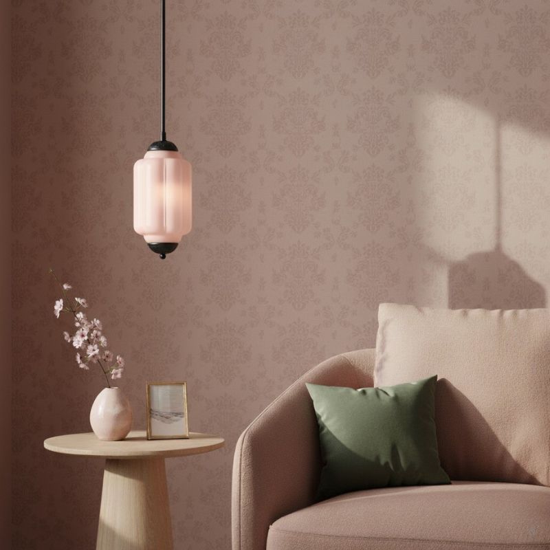 Suspension Eloise en verre laiteux – Lampe vintage fine pour salon