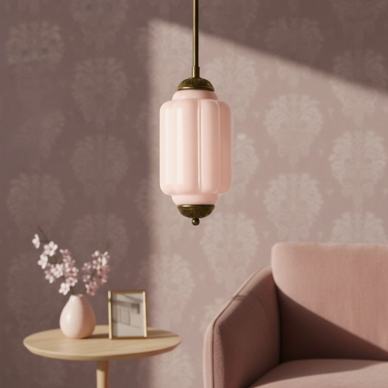 Suspension Eloise en verre laiteux – Lampe vintage fine pour salon