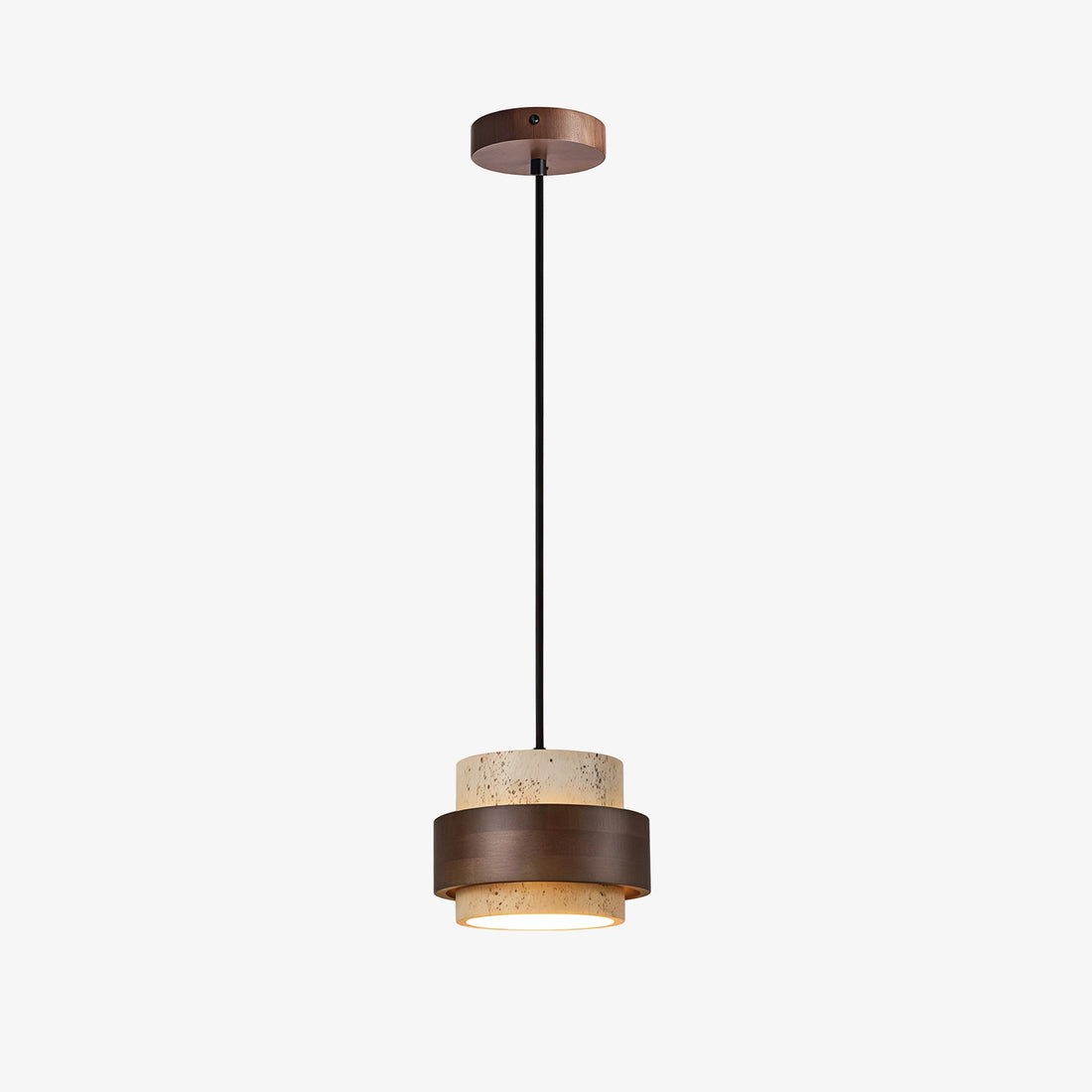 Natural Travertine Pendant Light - Walnut Circle Design for Dining Room